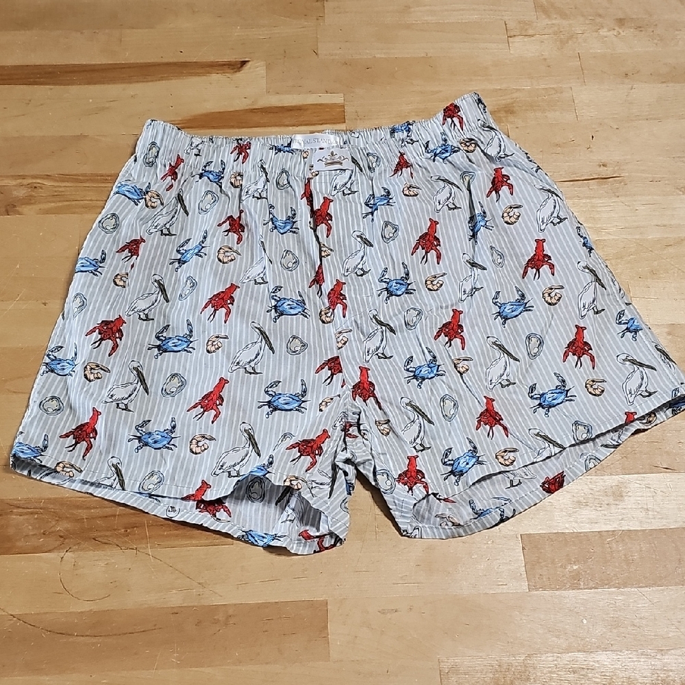 3 for $10 🦀 NWOT Men's Seafood Print 100% Cotton Boxer Shorts Small